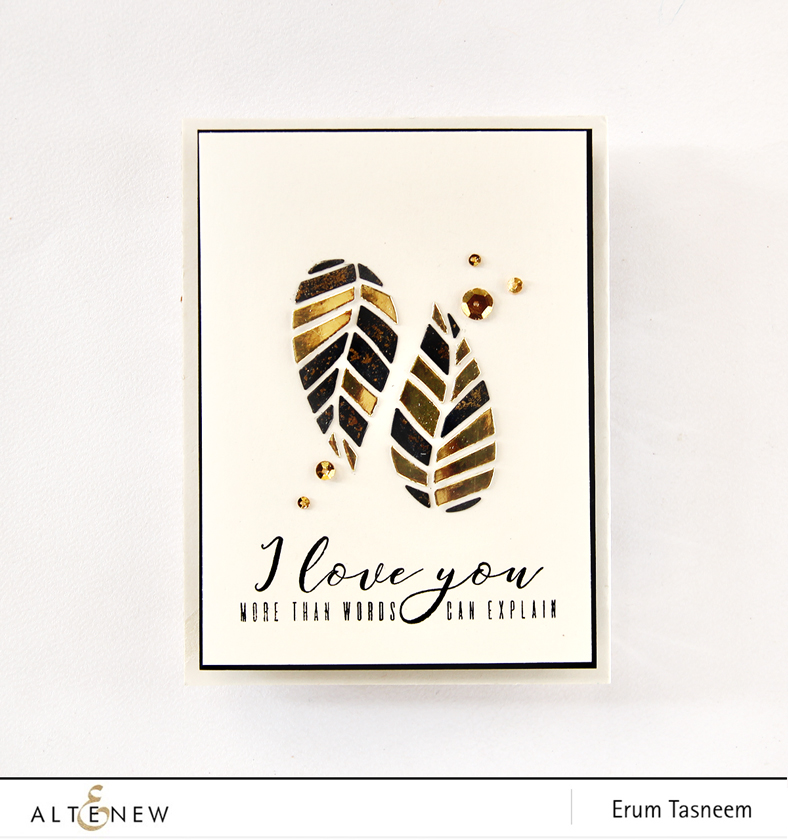 Altenew Striped Leaves Cover Die | More Than Words Stamp Set. Card by Erum Tasneem - @pr0digy0