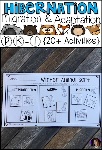 Hibernation, Migration and Adaptation Literacy Activities (PK-1) has all of the hands on writing and literacy centers and activities you will need for your unit.