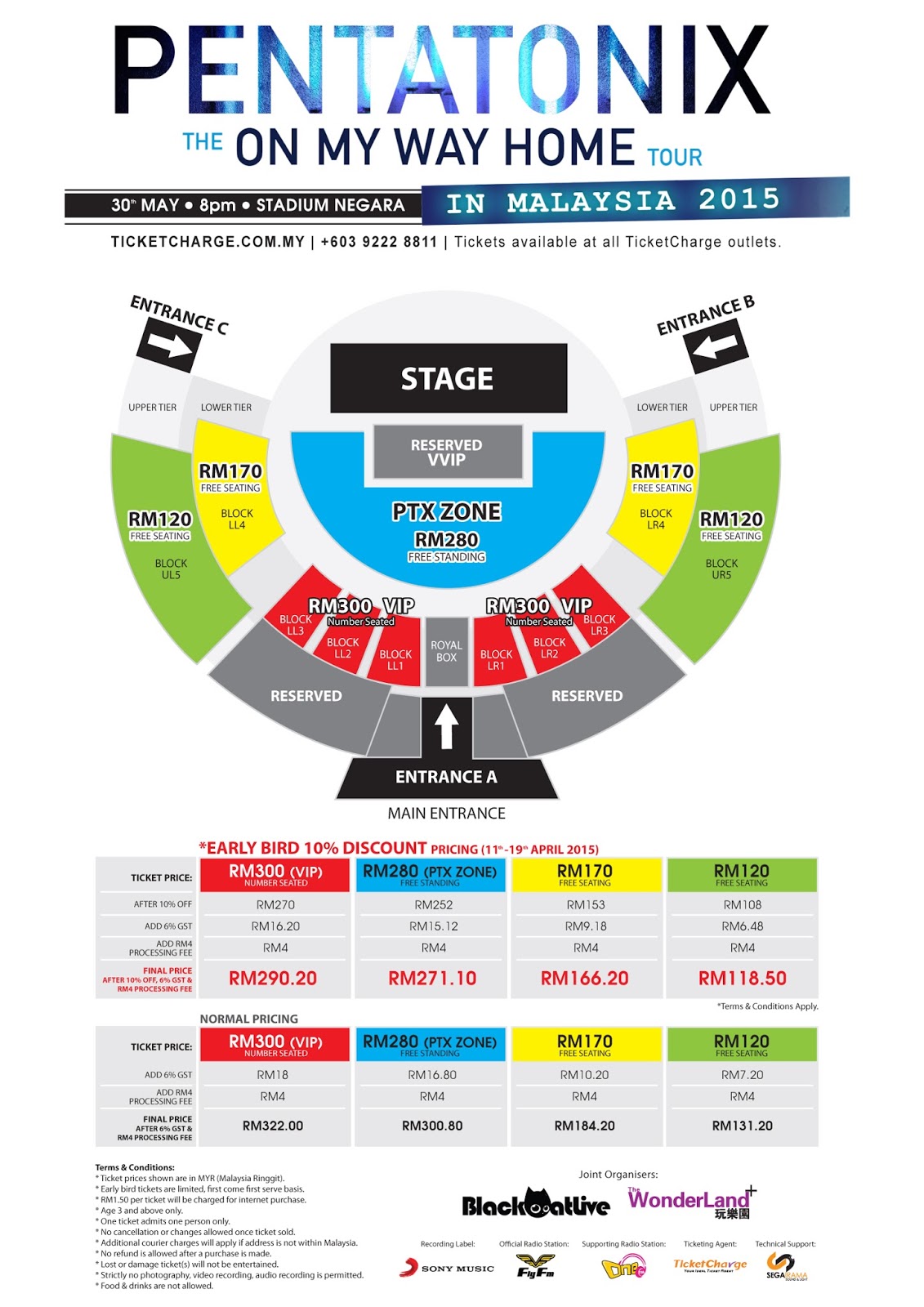 PENTATONIX Live in Malaysia 2015 - The On My Way Home Tour Seating Plan