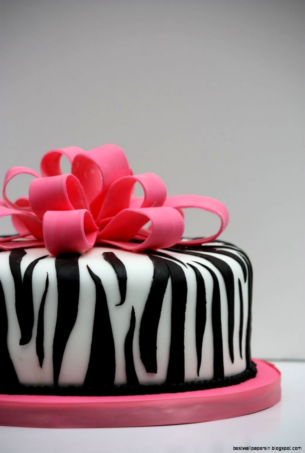 Pink Zebra Print Cake with Bow