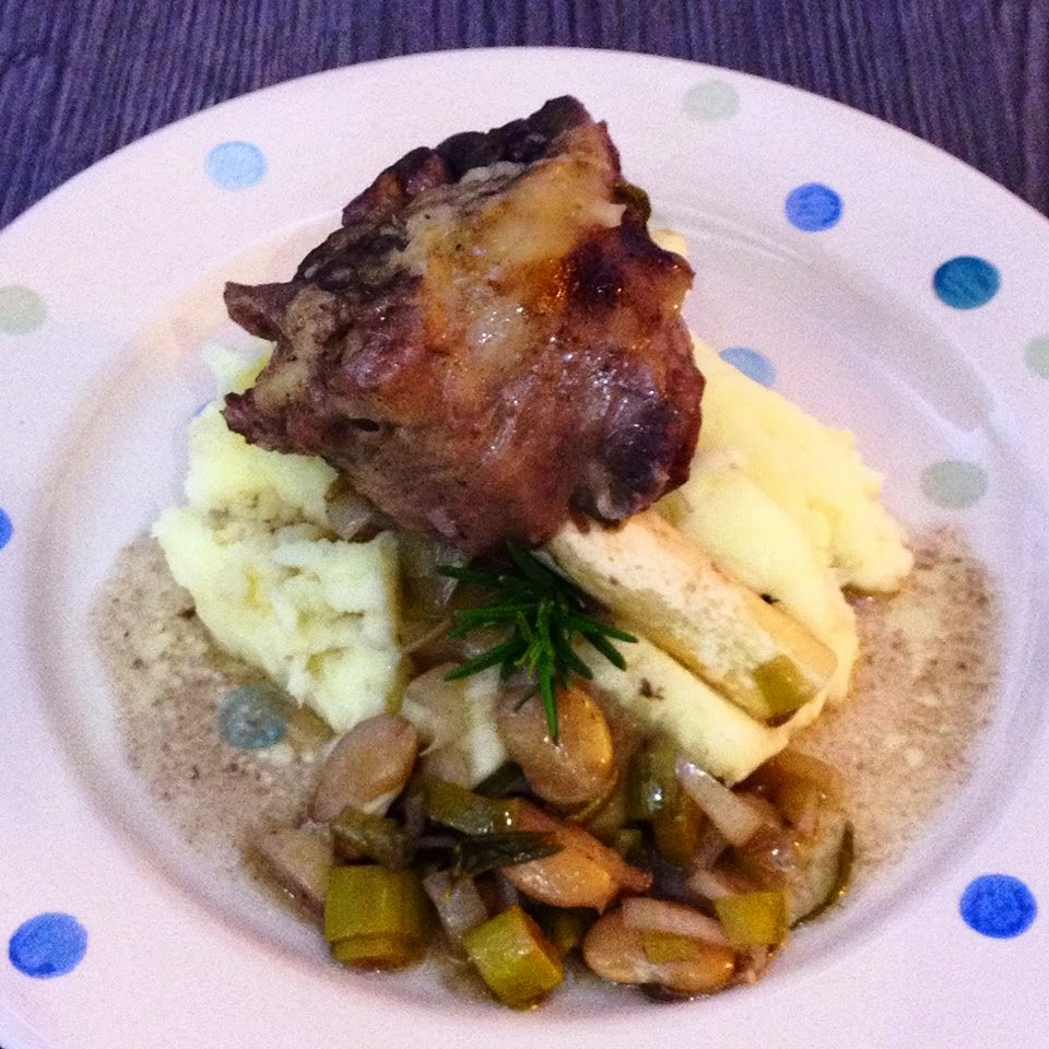 Slow Cooked Lamb Shanks with Red Wine and Butter Beans