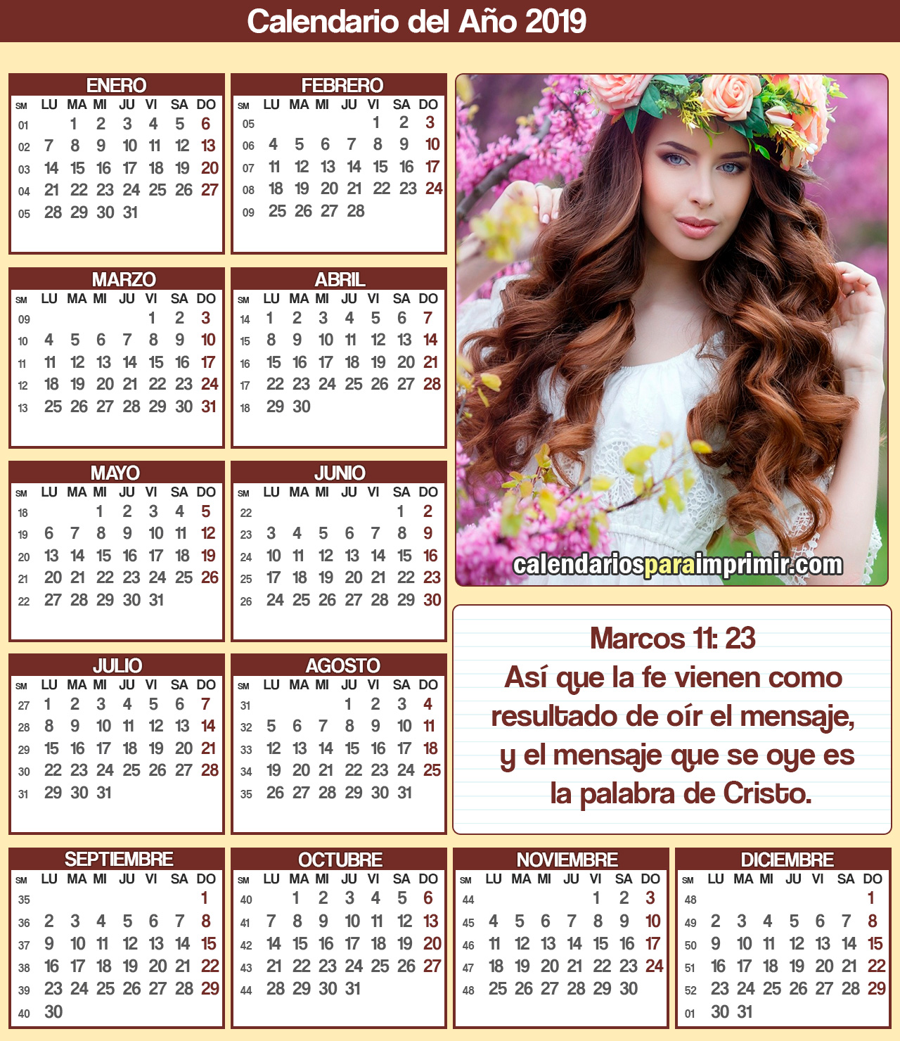 calendario para imprimir versiculos 2019 calendario para imprimir versiculos 2019