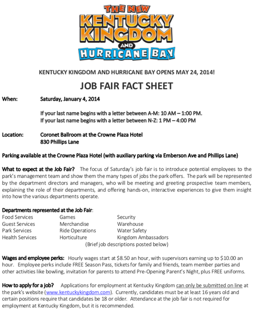 Kentucky Kingdom- One Step Closer with Job Fair