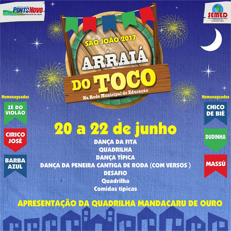 Prefeitura de Ponto Novo realizará eventos juninos em unidades escolares do município Prefeitura de Ponto Novo realizará eventos juninos em unidades escolares do município