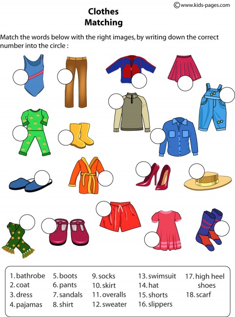 ENGLISH WORKSHEETS AND ACTIVITIES FOR CHILDREN : CLOTHES