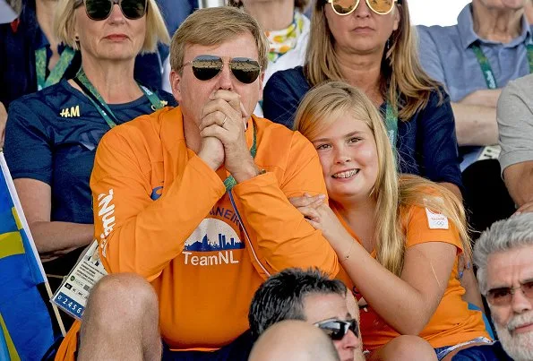 King Willem Alexander, Queen Maxima, Princess Catharina-Amalia and Princess Ariane attend the Equestrian Jumping. Maxima wore PAUL ANDREW Hampton leather wedge sandals