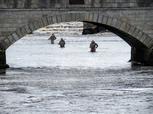 Fisherman in the river at Ballina in Northern County Mayo, Ireland