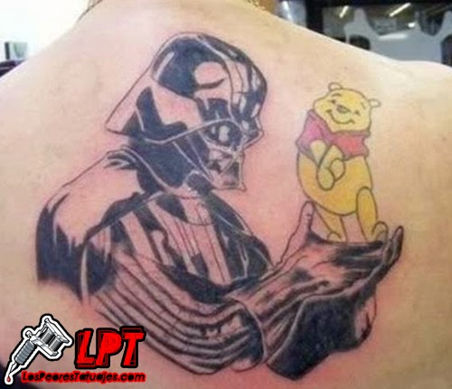 Tatuaje de Darth Vader y Winnie Pooh