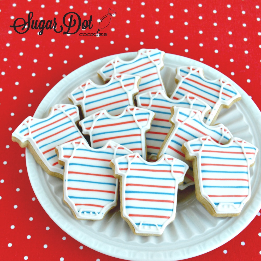 It's a nautical baby shower complete with red and blue striped onesies.....