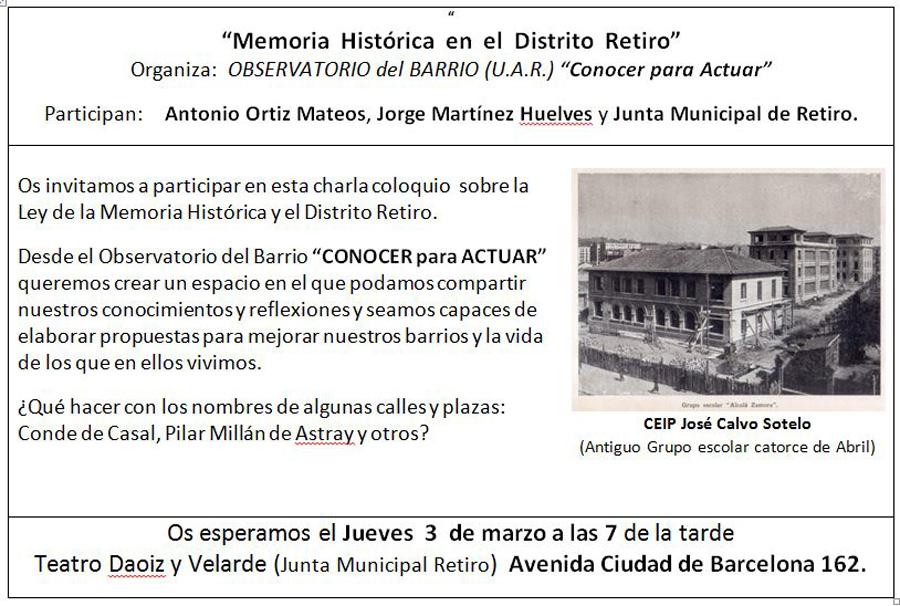 3 marzo Memoria Histórica en Retiro