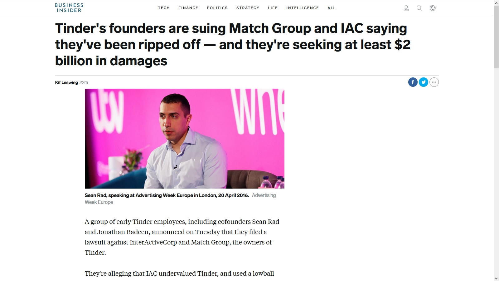 This basically means that Tinder is accusing Bumble of copying some of its designs.