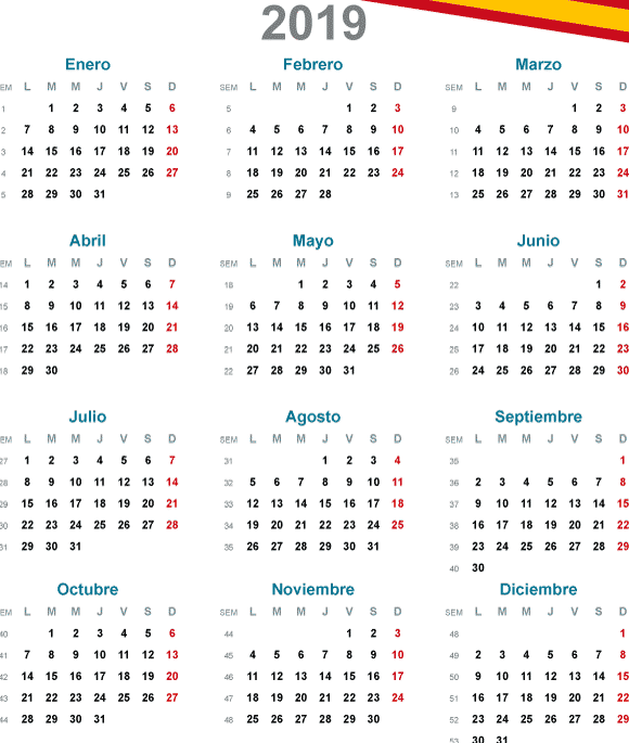 Calendario 2019 para docentes en español - ¡Imprímelo ahora! Calendario 2019 para docentes en español - ¡Imprímelo ahora!
