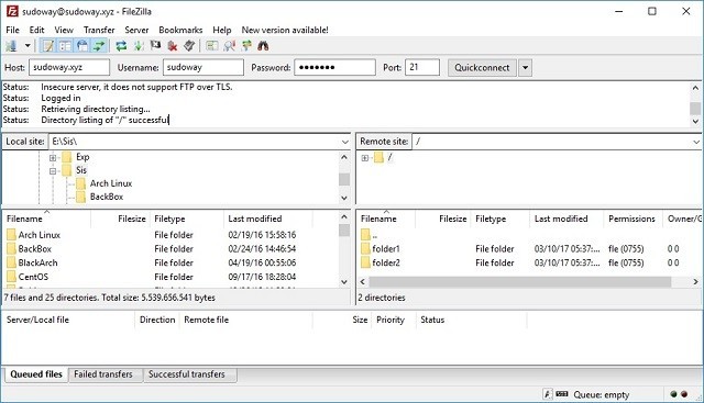 Upload File di FTP Server Menggunakan FileZilla