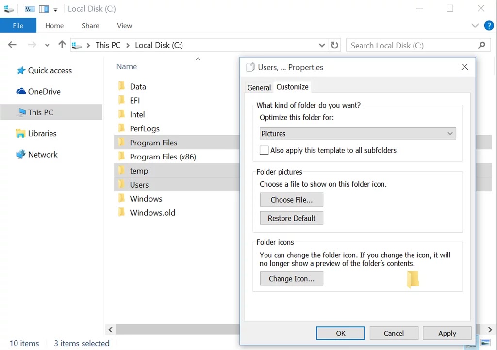 Apply folder views only to subfolders in Windows