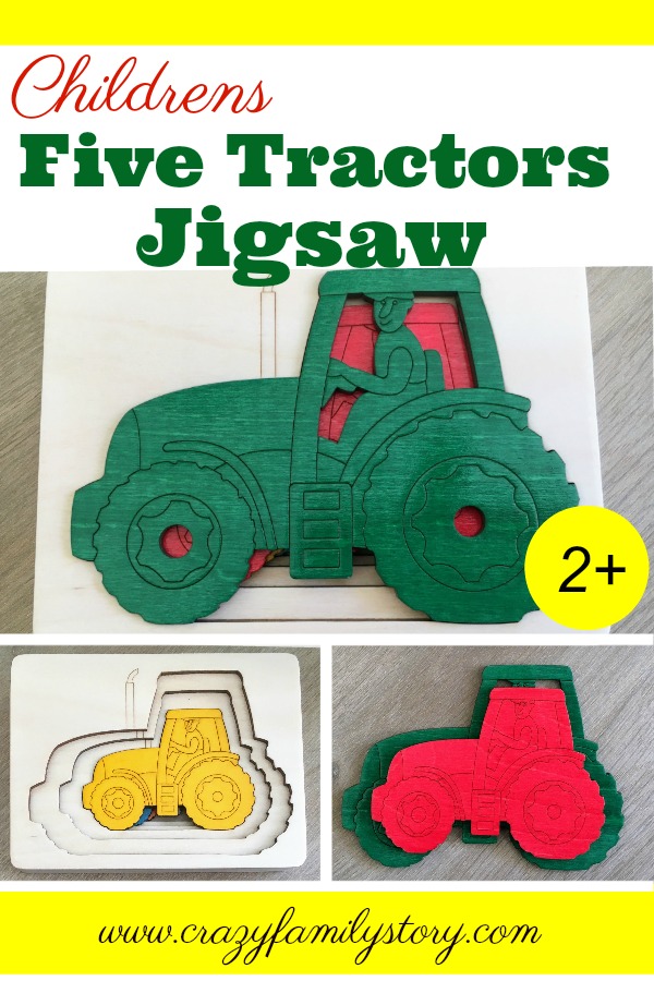 Children's five tractors jigsaw puzzle toy from Hape My Crazy Family