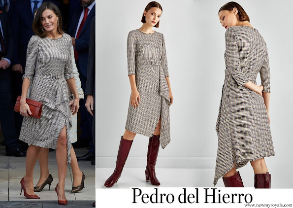 Queen Letizia wore Pedro del Hierro Checked dress