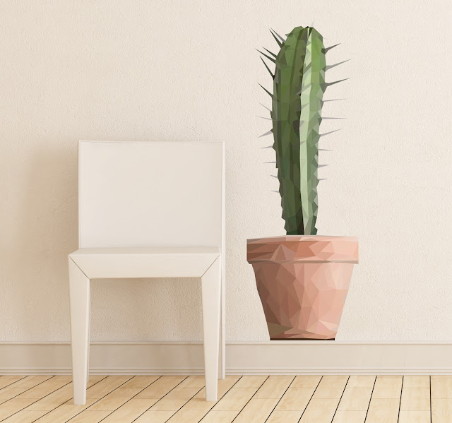 muursticker cactus in pot