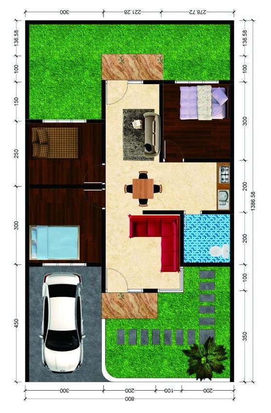 Contoh  Desain Rumah  Minimalis  Tipe 55 110 m2 di Yogyakarta  