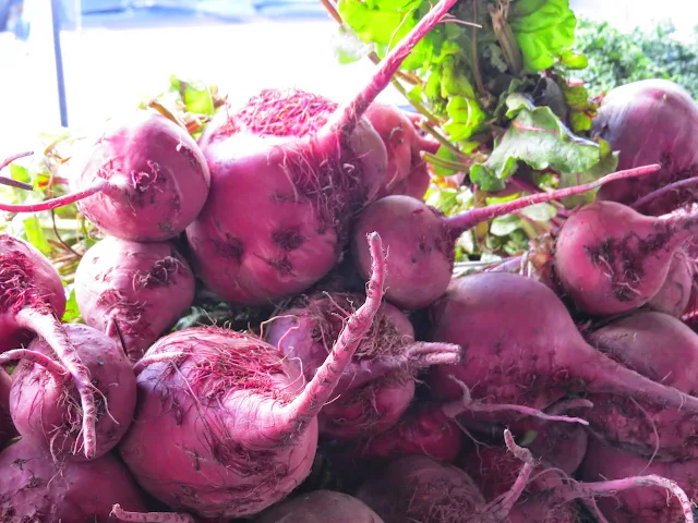 beets at the San Mateo Farmers Market in the San Francisco Bay Area