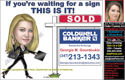 Coldwell Banker Sold Sign Real Estate Caricature