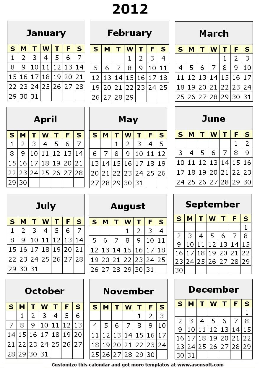 Full Calendar 2012 Your Title