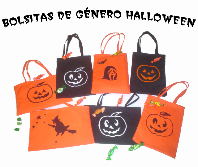 ARTECHIC, BOLSAS DE TELA, COJINES.: Bolsitas de Género para Halloween!!! no más plásticas!!