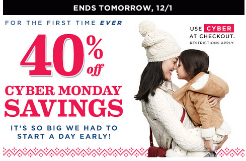 Old Navy Cyber Sale: 40% Off Through 121