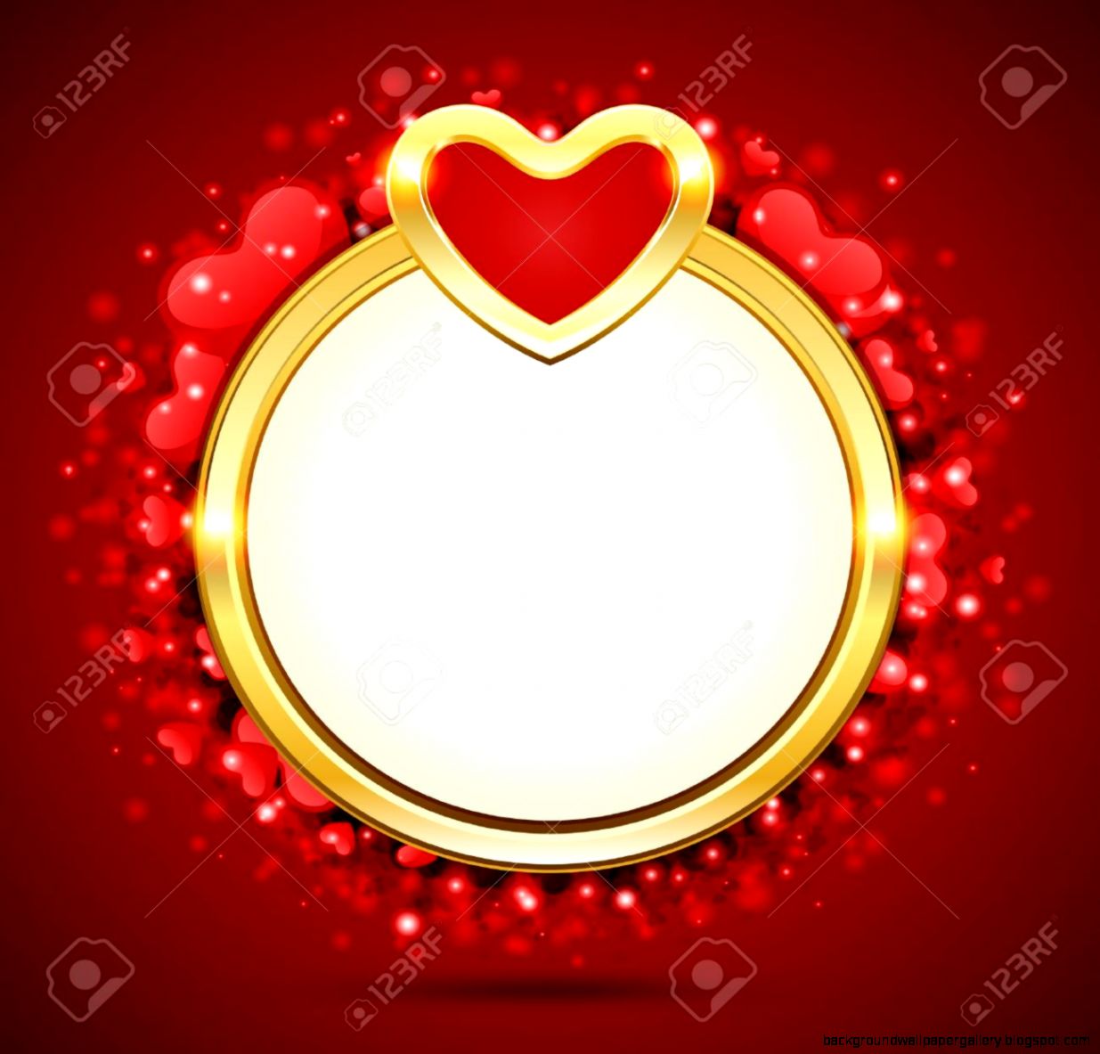 Valentine Day Vector Background With Gold Heart Royalty Free