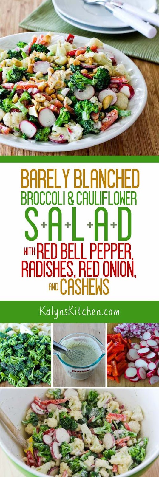 Barely Blanched Broccoli and Cauliflower Salad with Red Bell Pepper