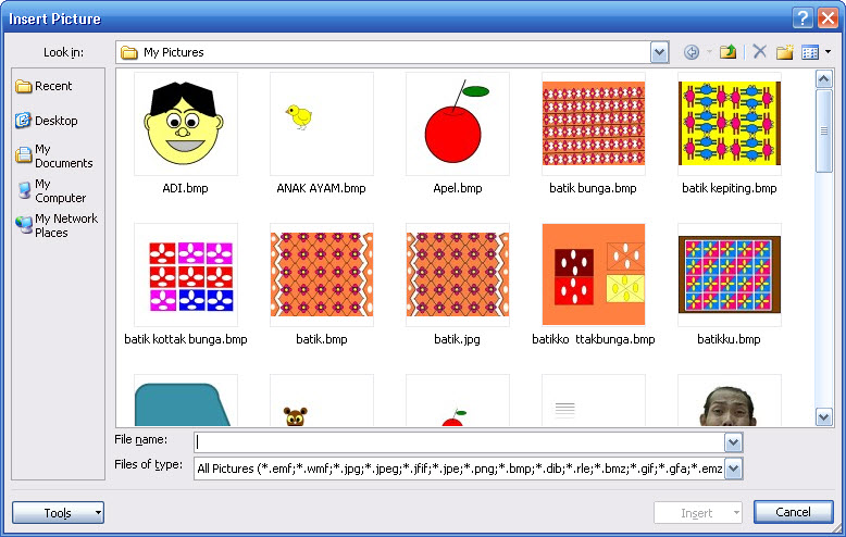 Komputer Siswa SD: Cara Menyisipkan Gambar dari File