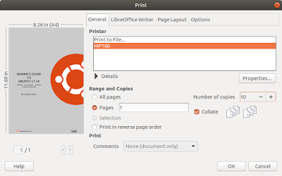 Printing on Ubuntu 18.04 and Trisquel 8.0