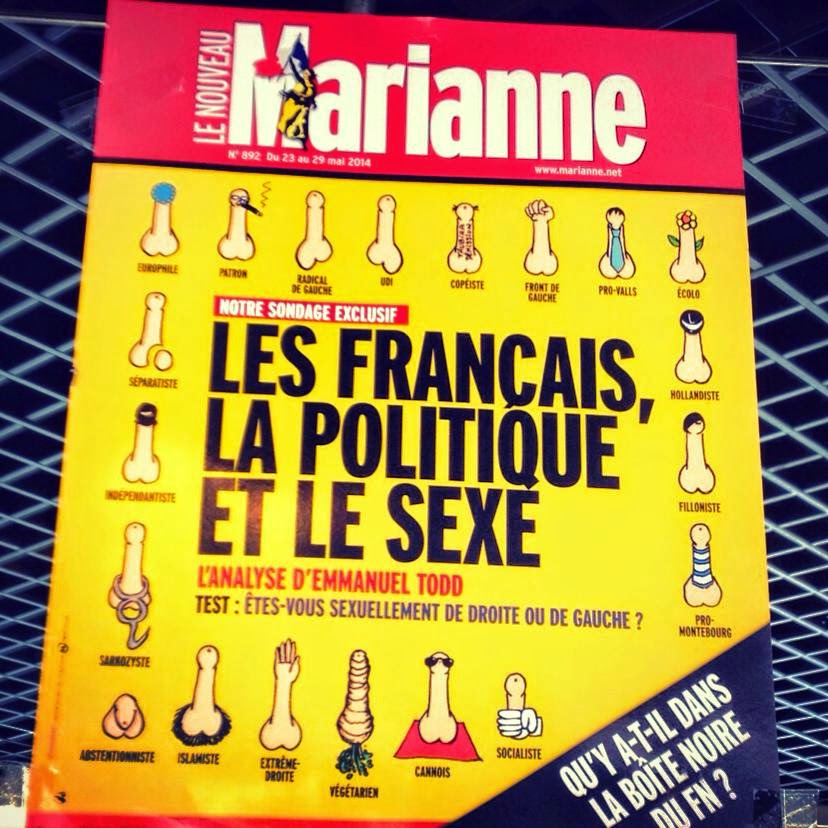 張貼在法國一餐廳有關政治與性的海報