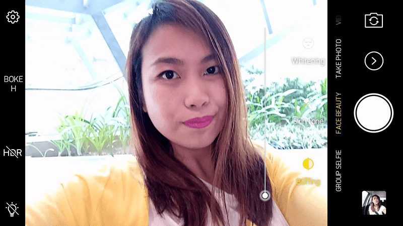 Selfie cam interface with nice face beauty feature Selfie cam interface with nice face beauty feature