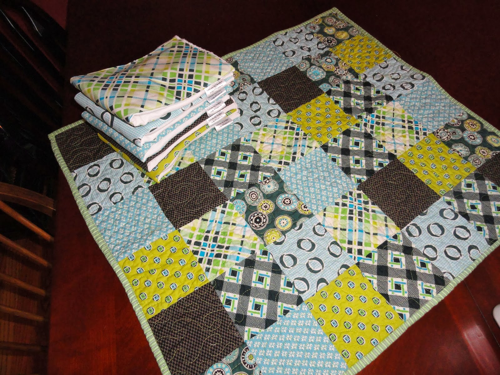 Oxford Impressions Denyse Schmidt Florence Quilted Baby Changing Pad and Necktie Onesie