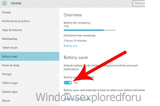 Battery saver in Windows 10