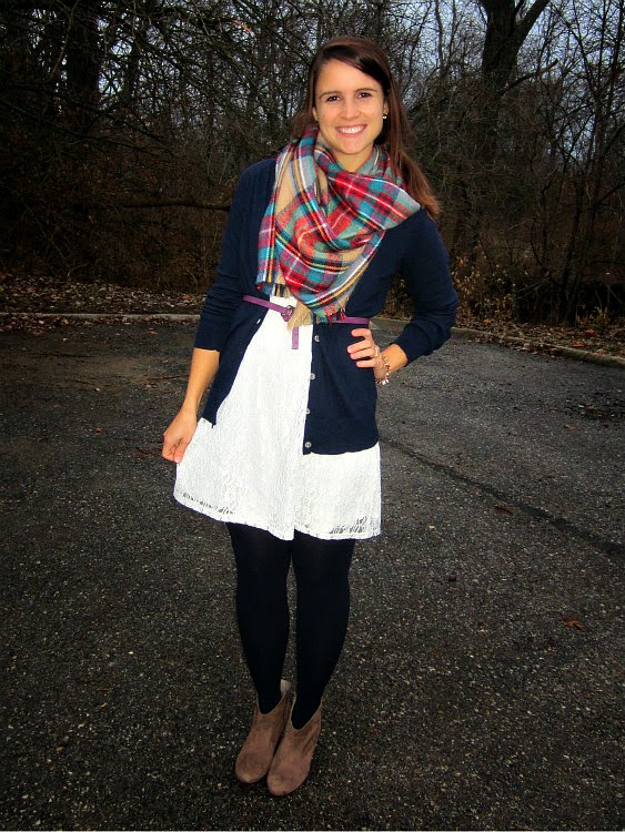 a journey in style: Pinspired: white dress + plaid scarf