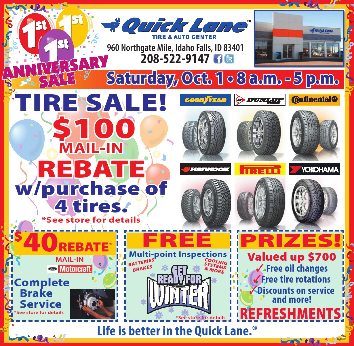 Quick Lane Tire And Auto Center Quick Lane 1 Year Anniversary