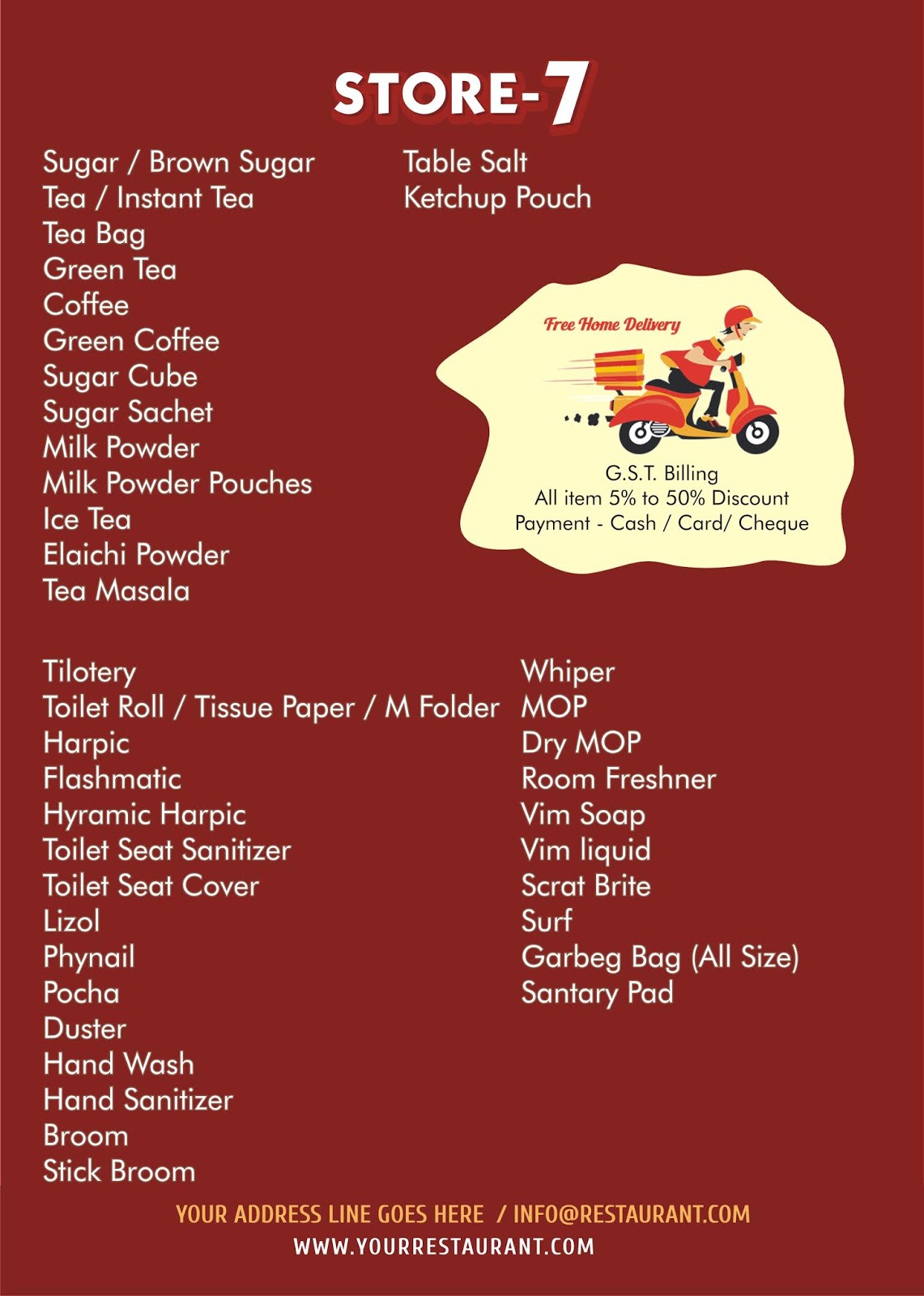 Pantry Menu Design