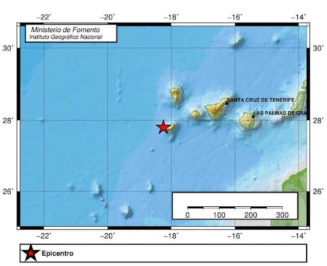 El Oeste del municipio de Frontera lugar del epicentro del terremoto registrado en la isla de El Hierro
