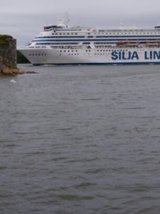 A Silja Line Cruise ship passing acrossSuomenlinna Sea  Fortress