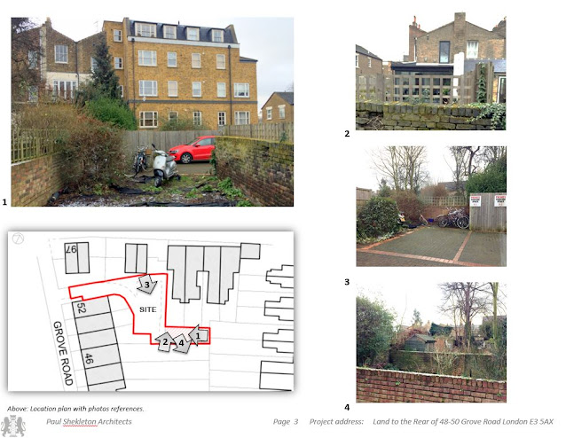 Photos and plans of the proposed office development at the rear of 48-52 Grove Road