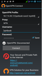 openVPN username and password