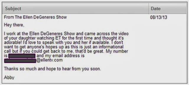 E-mail from Ellen Producer