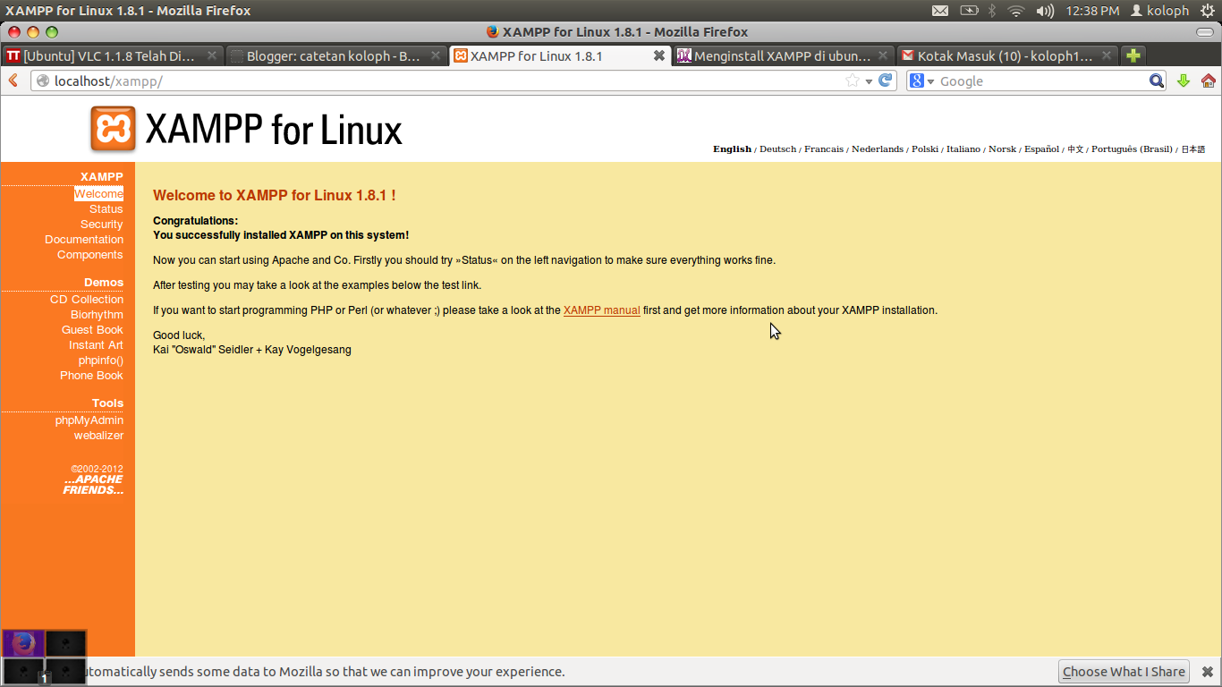 XAMPP. XAMPP Linux. XAMPP пример работы. XAMPP Apache (PHPMYADMIN).