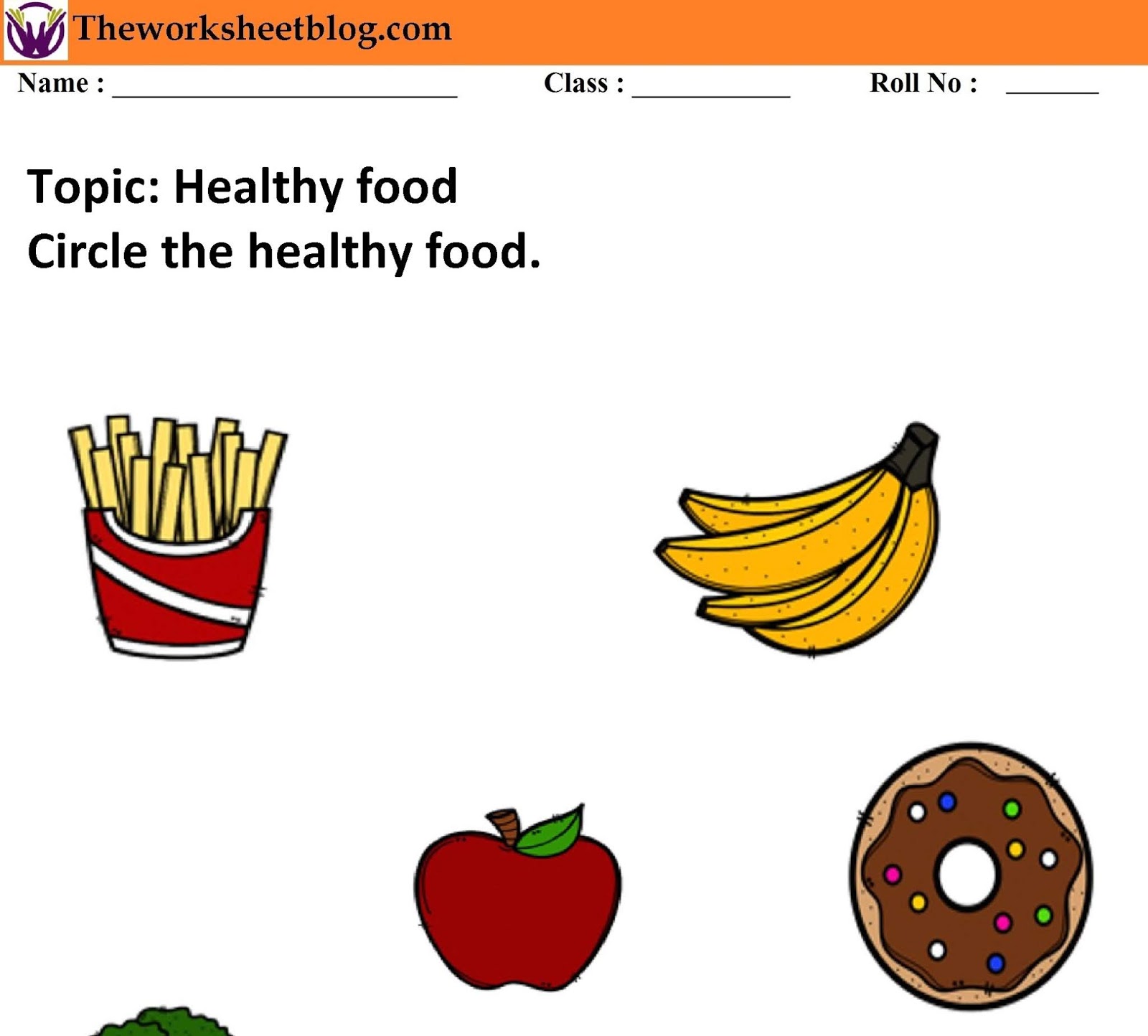 Healthy and unhealthy food worksheets