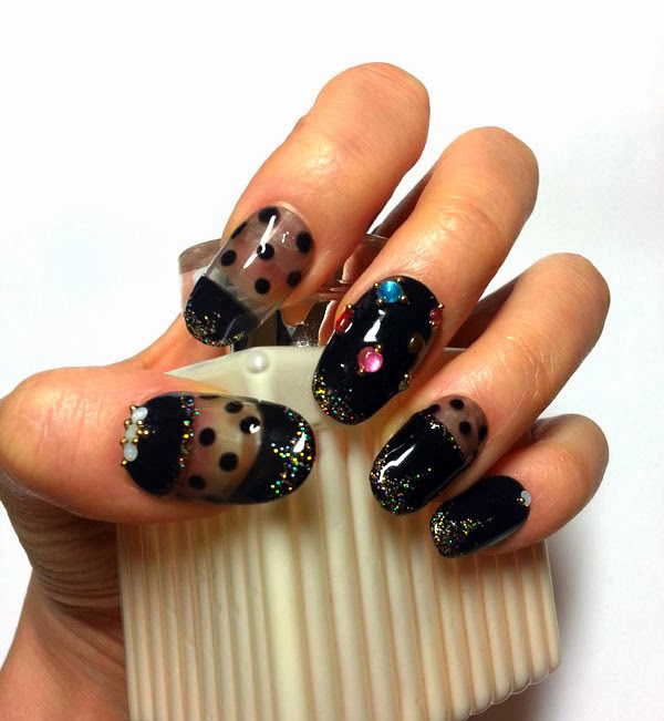 Gel nail art NYC 023 Black seethrough sexy nail art (example