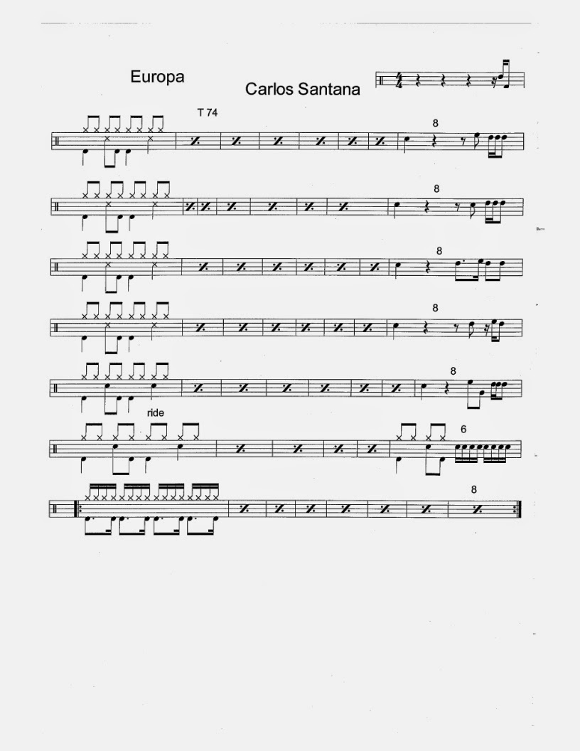 Carlos Santana Europa Partituras para Batería