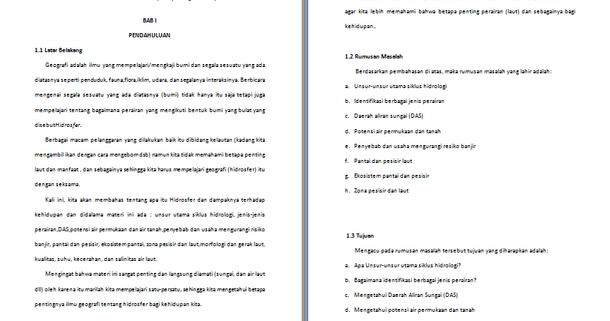 Contoh Makalah Geografi Hidrosfer Dan Dampaknya Bagi Kehidupan Contoh Makalah Docx