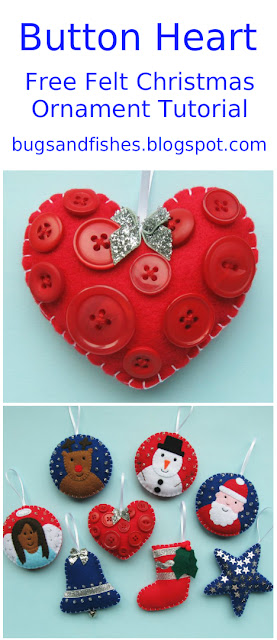 button heart felt ornament tutorial