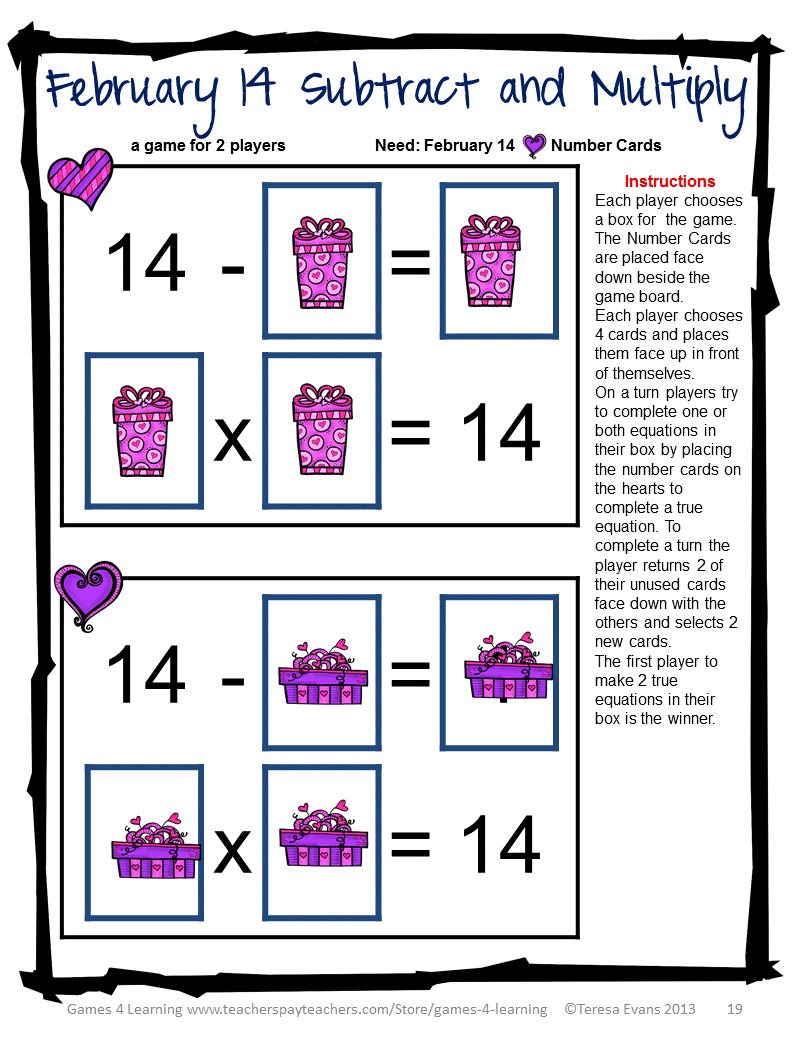 Fun Games 4 Learning: Valentine's Day Math Freebies